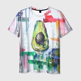 Мужская футболка 3D с принтом Авокадо авангард в Новосибирске, 100% полиэфир | прямой крой, круглый вырез горловины, длина до линии бедер | авокадо | веган | девушкам | здоровое питание | здоровье | люблю авокадо | овощи | пп | стильно | сыроед | фрукты