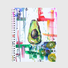 Тетрадь с принтом Авокадо авангард в Новосибирске, 100% бумага | 48 листов, плотность листов — 60 г/м2, плотность картонной обложки — 250 г/м2. Листы скреплены сбоку удобной пружинной спиралью. Уголки страниц и обложки скругленные. Цвет линий — светло-серый
 | Тематика изображения на принте: авокадо | веган | девушкам | здоровое питание | здоровье | люблю авокадо | овощи | пп | стильно | сыроед | фрукты