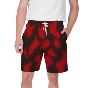 Мужские шорты 3D с принтом Сияние Сердец в Новосибирске,  полиэстер 100% | прямой крой, два кармана без застежек по бокам. Мягкая трикотажная резинка на поясе, внутри которой широкие завязки. Длина чуть выше колен | сердца
сияние
черви
красный
черный
футболка
к