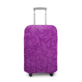 Чехол для чемодана 3D с принтом Абстракция. в Новосибирске, 86% полиэфир, 14% спандекс | двустороннее нанесение принта, прорези для ручек и колес | абстракция | звёзды | красочная | символы | фигуры | фиолетовые | фиолетовый