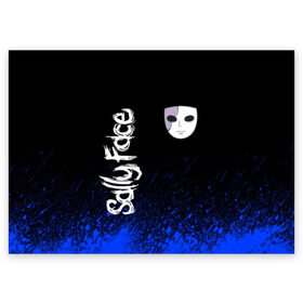 Поздравительная открытка с принтом Sally Face (26) в Новосибирске, 100% бумага | плотность бумаги 280 г/м2, матовая, на обратной стороне линовка и место для марки
 | face | fisher | larry johnson | mask | sally | sally face | sally fisher | демоны | духи | маска | призраки | салли | салли фейс | салли фишер | фейс