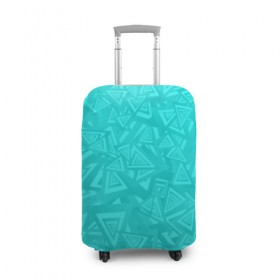 Чехол для чемодана 3D с принтом Абстракция. в Новосибирске, 86% полиэфир, 14% спандекс | двустороннее нанесение принта, прорези для ручек и колес | абстракция | бирюза | бирюзовый | красочная | символы | треугольники | фигуры | яркая