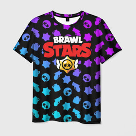 Мужская футболка 3D с принтом BRAWL STARS в Новосибирске, 100% полиэфир | прямой крой, круглый вырез горловины, длина до линии бедер | 8 bit | 8 бит | bibi | brawl stars | crow | el brown | leon | leon shark | max | mr.p | sally leon | shark | stars | virus | werewolf | акула | биби | вирус | ворон | леон | оборотень | пингвин