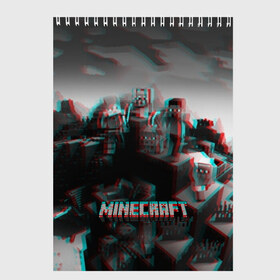 Скетчбук с принтом MINECRAFT GLITCH в Новосибирске, 100% бумага
 | 48 листов, плотность листов — 100 г/м2, плотность картонной обложки — 250 г/м2. Листы скреплены сверху удобной пружинной спиралью | Тематика изображения на принте: blade | blocks | creeper | cubes | game | ken | mine craft | minecraft | mobs | sword | игры | крипер | майн крафт | майнкрафт | моб