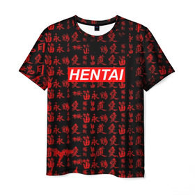 Мужская футболка 3D с принтом HENTAI в Новосибирске, 100% полиэфир | прямой крой, круглый вырез горловины, длина до линии бедер | ahegao | anime | kawai | kowai | oppai | otaku | senpai | sugoi | waifu | yandere | аниме | ахегао | ковай | культура | отаку | сенпай | тренд | яндере
