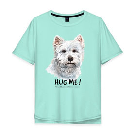 Мужская футболка хлопок Oversize с принтом Вест-хайленд-уайт-терьер в Новосибирске, 100% хлопок | свободный крой, круглый ворот, “спинка” длиннее передней части | dog | highland | terrier | west | white | вест | собака | собаки | терьер | уайт | хайленд
