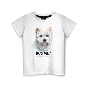 Детская футболка хлопок с принтом Вест-хайленд-уайт-терьер в Новосибирске, 100% хлопок | круглый вырез горловины, полуприлегающий силуэт, длина до линии бедер | dog | highland | terrier | west | white | вест | собака | собаки | терьер | уайт | хайленд