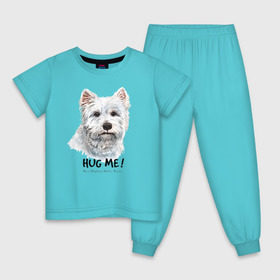Детская пижама хлопок с принтом Вест-хайленд-уайт-терьер в Новосибирске, 100% хлопок |  брюки и футболка прямого кроя, без карманов, на брюках мягкая резинка на поясе и по низу штанин
 | dog | highland | terrier | west | white | вест | собака | собаки | терьер | уайт | хайленд