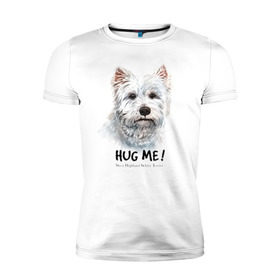 Мужская футболка премиум с принтом Вест-хайленд-уайт-терьер в Новосибирске, 92% хлопок, 8% лайкра | приталенный силуэт, круглый вырез ворота, длина до линии бедра, короткий рукав | Тематика изображения на принте: dog | highland | terrier | west | white | вест | собака | собаки | терьер | уайт | хайленд