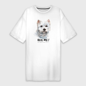 Платье-футболка хлопок с принтом Вест хайленд уайт терьер в Новосибирске,  |  | dog | highland | terrier | west | white | вест | собака | собаки | терьер | уайт | хайленд