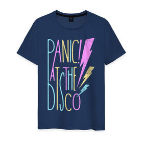 Мужская футболка хлопок с принтом Panic! At the Disco в Новосибирске, 100% хлопок | прямой крой, круглый вырез горловины, длина до линии бедер, слегка спущенное плечо. | panic | panic at the disco | patd | группа | музыка | райан росс | рок