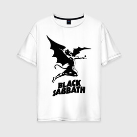 Женская футболка хлопок Oversize с принтом Black Sabbath в Новосибирске, 100% хлопок | свободный крой, круглый ворот, спущенный рукав, длина до линии бедер
 | black sabbath | hard rock | heavy metal | блэк сабат | группы | метал | музыка | оззи осборн | рок | хард рок | хэви метал