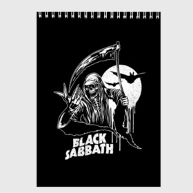 Скетчбук с принтом Black Sabbath в Новосибирске, 100% бумага
 | 48 листов, плотность листов — 100 г/м2, плотность картонной обложки — 250 г/м2. Листы скреплены сверху удобной пружинной спиралью | black sabbath | hard rock | heavy metal | блэк сабат | группы | метал | музыка | оззи осборн | рок | хард рок | хэви метал