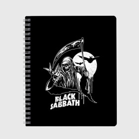 Тетрадь с принтом Black Sabbath в Новосибирске, 100% бумага | 48 листов, плотность листов — 60 г/м2, плотность картонной обложки — 250 г/м2. Листы скреплены сбоку удобной пружинной спиралью. Уголки страниц и обложки скругленные. Цвет линий — светло-серый
 | Тематика изображения на принте: black sabbath | hard rock | heavy metal | блэк сабат | группы | метал | музыка | оззи осборн | рок | хард рок | хэви метал