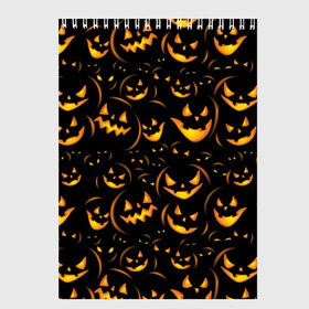 Скетчбук с принтом Хэллоуин в Новосибирске, 100% бумага
 | 48 листов, плотность листов — 100 г/м2, плотность картонной обложки — 250 г/м2. Листы скреплены сверху удобной пружинной спиралью | background | black | color | eyes | fangs | halloween | holiday | horror | orange | pumpkin | sinister | teeth | vegetable | yellow | глаза | желтый | зловещий | зубы | клыки | овощ | оранжевый | праздник | тыквы | ужас | фон | хэллоуин | цвет | черный