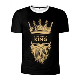 Мужская футболка 3D спортивная с принтом Живи, как король в Новосибирске, 100% полиэстер с улучшенными характеристиками | приталенный силуэт, круглая горловина, широкие плечи, сужается к линии бедра | beard | black | color | cool | crown | hipster | king | lady | like | live | mustache | power | royal | strength | super | trend | yellow | борода | власть | желтый | живи | как | королевская | король | корона | круто | особа | сила | супер | тренд | усы 