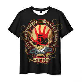 Мужская футболка 3D с принтом Five Finger Death Punch в Новосибирске, 100% полиэфир | прямой крой, круглый вырез горловины, длина до линии бедер | 5fdp | ffdp | five finger death punch | metal | альтернатива | группы | метал | музыка | хеви метал