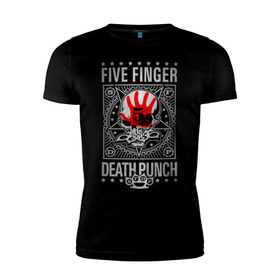 Мужская футболка премиум с принтом Five Finger Death Punch в Новосибирске, 92% хлопок, 8% лайкра | приталенный силуэт, круглый вырез ворота, длина до линии бедра, короткий рукав | 5fdp | ffdp | five finger death punch | metal | альтернатива | группы | метал | музыка | хеви метал