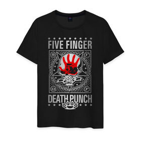 Мужская футболка хлопок с принтом Five Finger Death Punch в Новосибирске, 100% хлопок | прямой крой, круглый вырез горловины, длина до линии бедер, слегка спущенное плечо. | 5fdp | ffdp | five finger death punch | metal | альтернатива | группы | метал | музыка | хеви метал