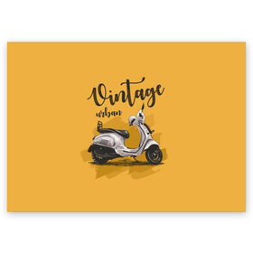 Поздравительная открытка с принтом Винтажный скутер в Новосибирске, 100% бумага | плотность бумаги 280 г/м2, матовая, на обратной стороне линовка и место для марки
 | background | black | city | color | cool | gray | mope | motorcycle | retro | scooter | style | technique | urban | vintage | white | yellow | белый | винтаж | город | городской | двухколёсный | желтый | мопед | мотороллер | мотоцикл | прикольно | ретро |