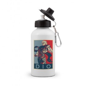 Бутылка спортивная с принтом Дио Брандо в Новосибирске, металл | емкость — 500 мл, в комплекте две пластиковые крышки и карабин для крепления | anime | dio | jojo | manga | аниме | джоджо | дио брандо | манга
