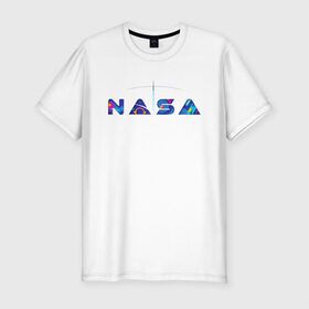 Мужская футболка премиум с принтом Nasa в Новосибирске, 92% хлопок, 8% лайкра | приталенный силуэт, круглый вырез ворота, длина до линии бедра, короткий рукав | nasa | space | trend | галактика | земля | илон | картинка | картинки | космонавт | космонавтика | космос | луна | маск | мода | надпись | наса | планета | планеты | ракета | система | тренды