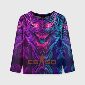 Детский лонгслив 3D с принтом CS GO Hyper Beast в Новосибирске, 100% полиэстер | длинные рукава, круглый вырез горловины, полуприлегающий силуэт
 | Тематика изображения на принте: 2019 | computer game | counter strike | cs | cs go | csgo | dota | dota2 | game | howl | hyperbeast | warning | автомат | вой | го | игрок | компьютерная игра | контр страйк | контра | кс | оружие | турнир