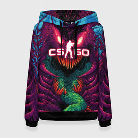 Женская толстовка 3D с принтом CS GO Hyper Beast в Новосибирске, 100% полиэстер  | двухслойный капюшон со шнурком для регулировки, мягкие манжеты на рукавах и по низу толстовки, спереди карман-кенгуру с мягким внутренним слоем. | 2019 | computer game | counter strike | cs | cs go | csgo | dota | dota2 | game | howl | hyperbeast | warning | автомат | вой | го | игрок | компьютерная игра | контр страйк | контра | кс | оружие | турнир