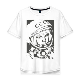 Мужская футболка хлопок Oversize с принтом Гагарин в Новосибирске, 100% хлопок | свободный крой, круглый ворот, “спинка” длиннее передней части | гагарин | знаменитость | коммунизм | космонавт | космос | новая | новинка | первый | первый космонавт | ссср | топ | хит