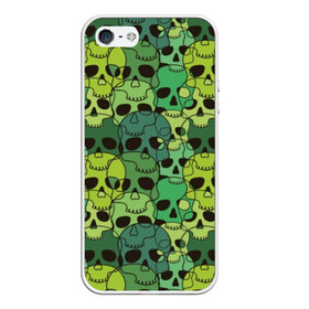 Чехол для iPhone 5/5S матовый с принтом Зеленые черепа в Новосибирске, Силикон | Область печати: задняя сторона чехла, без боковых панелей | Тематика изображения на принте: anger | black | death | drawing | green | horror | illustration | lime | look | marsh | scary | skull | terrible | болотный | взгляд | зеленый | злость | иллюстрация | рисунок | салатовый | страшный | ужас | ужасный | черепа | черный