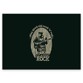 Поздравительная открытка с принтом Старый рок-н-ролл в Новосибирске, 100% бумага | плотность бумаги 280 г/м2, матовая, на обратной стороне линовка и место для марки
 | Тематика изображения на принте: beard | black | cap | clothes | color | guitar | guitarist | man | music | retro | rock | rock and roll | strip | vintage | white | афиша | белый | борода | винтаж | гитара | гитарист | звезда | звук | игра | кепка | классический | мужчина | музыка | музы
