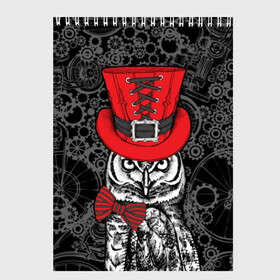 Скетчбук с принтом Сова в цилиндре в Новосибирске, 100% бумага
 | 48 листов, плотность листов — 100 г/м2, плотность картонной обложки — 250 г/м2. Листы скреплены сверху удобной пружинной спиралью | bird | black | bow | fe | gentleman | gray | hat | look | owl | predator | red | retro | steampunk | style | white | wild | бант | белый | взгляд | галстук бабочка | джентльмен | дикий | клюв | красный | мудрость | перья | полосатый | птица | ретро | серы