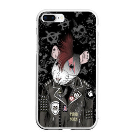 Чехол для iPhone 7Plus/8 Plus матовый с принтом Крыса в косухе в Новосибирске, Силикон | Область печати: задняя сторона чехла, без боковых панелей | anarchy | clothes | cool | earring | hairstyle | hamster | icon | jacket | mohawk | mouse | music | muzzle | piercing | punk | rat | riveting | rock | skull | spikes | анархия | значок | ирокез | к | клепки | круто | крыса | куртка | музыка | мышь