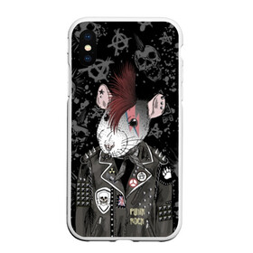 Чехол для iPhone XS Max матовый с принтом Крыса в косухе в Новосибирске, Силикон | Область печати: задняя сторона чехла, без боковых панелей | anarchy | clothes | cool | earring | hairstyle | hamster | icon | jacket | mohawk | mouse | music | muzzle | piercing | punk | rat | riveting | rock | skull | spikes | анархия | значок | ирокез | к | клепки | круто | крыса | куртка | музыка | мышь