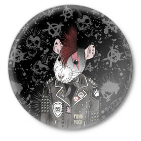 Значок с принтом Крыса в косухе в Новосибирске,  металл | круглая форма, металлическая застежка в виде булавки | anarchy | clothes | cool | earring | hairstyle | hamster | icon | jacket | mohawk | mouse | music | muzzle | piercing | punk | rat | riveting | rock | skull | spikes | анархия | значок | ирокез | к | клепки | круто | крыса | куртка | музыка | мышь