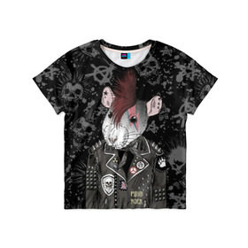 Детская футболка 3D с принтом Крыса в косухе в Новосибирске, 100% гипоаллергенный полиэфир | прямой крой, круглый вырез горловины, длина до линии бедер, чуть спущенное плечо, ткань немного тянется | anarchy | clothes | cool | earring | hairstyle | hamster | icon | jacket | mohawk | mouse | music | muzzle | piercing | punk | rat | riveting | rock | skull | spikes | анархия | значок | ирокез | к | клепки | круто | крыса | куртка | музыка | мышь