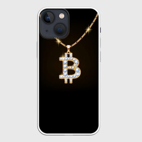 Чехол для iPhone 13 mini с принтом Бриллиантовый биткоин в Новосибирске,  |  | bitcoin | black | chain | color | diamond | emblem | gold | golden | hip hop | logo | luxury | money | style | symbol | алмаз | блеск | блестящий | бриллиант | валюта | деньги | знак | золото | золотой | криптовалюта | кулон | логотип | люкс | роскошь | с