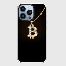 Чехол для iPhone 13 Pro с принтом Бриллиантовый биткоин в Новосибирске,  |  | Тематика изображения на принте: bitcoin | black | chain | color | diamond | emblem | gold | golden | hip hop | logo | luxury | money | style | symbol | алмаз | блеск | блестящий | бриллиант | валюта | деньги | знак | золото | золотой | криптовалюта | кулон | логотип | люкс | роскошь | с