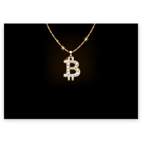 Поздравительная открытка с принтом Бриллиантовый биткоин в Новосибирске, 100% бумага | плотность бумаги 280 г/м2, матовая, на обратной стороне линовка и место для марки
 | bitcoin | black | chain | color | diamond | emblem | gold | golden | hip hop | logo | luxury | money | style | symbol | алмаз | блеск | блестящий | бриллиант | валюта | деньги | знак | золото | золотой | криптовалюта | кулон | логотип | люкс | роскошь | с