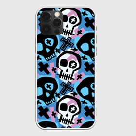 Чехол для iPhone 12 Pro Max с принтом Черепа в Новосибирске, Силикон |  | black | blue | crosses | graffiti | halloween | ornament | pattern | pink | skull | white | белый | граффити | кресты | орнамент | розовый | синий | узор | хэллоуин | черепа | черный