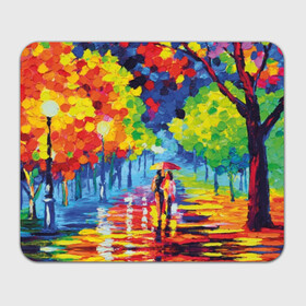 Прямоугольный коврик для мышки с принтом Осенний бульвар в Новосибирске, натуральный каучук | размер 230 х 185 мм; запечатка лицевой стороны | art | blue | couple | green | lovers | orange | street | tree | umbrella | yellow | влюбленные | дерево | дождь | желтый | зеленый | зонт | искусство | картина | краски | красный | листья | масло | о | оранжевый | осенний | отражение