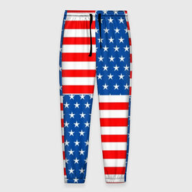 Мужские брюки 3D с принтом США в Новосибирске, 100% полиэстер | манжеты по низу, эластичный пояс регулируется шнурком, по бокам два кармана без застежек, внутренняя часть кармана из мелкой сетки | flag | stars | usa | usa flag | америка | американский флаг | звезды | надписи | полосы | сша | флаг | флаг сша