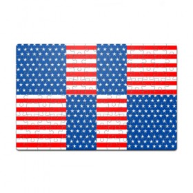 Пазл магнитный 126 элементов с принтом США в Новосибирске, полимерный материал с магнитным слоем | 126 деталей, размер изделия —  180*270 мм | flag | stars | usa | usa flag | америка | американский флаг | звезды | надписи | полосы | сша | флаг | флаг сша