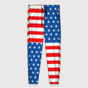 Женские брюки 3D с принтом США в Новосибирске, полиэстер 100% | прямой крой, два кармана без застежек по бокам, с мягкой трикотажной резинкой на поясе и по низу штанин. В поясе для дополнительного комфорта — широкие завязки | flag | stars | usa | usa flag | америка | американский флаг | звезды | надписи | полосы | сша | флаг | флаг сша