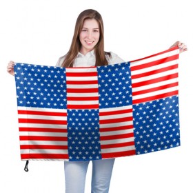 Флаг 3D с принтом США в Новосибирске, 100% полиэстер | плотность ткани — 95 г/м2, размер — 67 х 109 см. Принт наносится с одной стороны | flag | stars | usa | usa flag | америка | американский флаг | звезды | надписи | полосы | сша | флаг | флаг сша