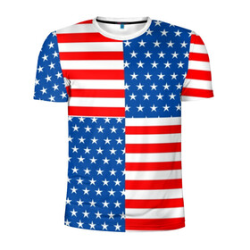Мужская футболка 3D спортивная с принтом США в Новосибирске, 100% полиэстер с улучшенными характеристиками | приталенный силуэт, круглая горловина, широкие плечи, сужается к линии бедра | flag | stars | usa | usa flag | америка | американский флаг | звезды | надписи | полосы | сша | флаг | флаг сша