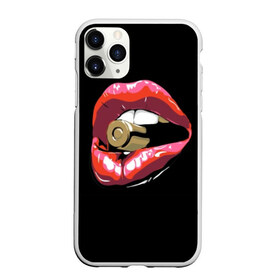 Чехол для iPhone 11 Pro Max матовый с принтом Губы с патроном в Новосибирске, Силикон |  | black | bullet | cartridge | cool | gloss | lips | lipstick | metal | pink | red | sleeve | steel | teeth | weapon | white | белый | блеск | гильза | губы | зубы | красный | круто | металл | оружие | патрон | помада | пуля | розовый | сталь | черный