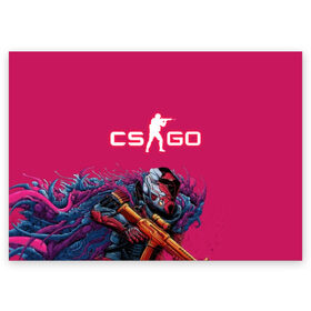 Поздравительная открытка с принтом CS GO Hyper Beast в Новосибирске, 100% бумага | плотность бумаги 280 г/м2, матовая, на обратной стороне линовка и место для марки
 | Тематика изображения на принте: 2019 | computer game | counter strike | cs | cs go | csgo | dota | dota2 | game | howl | hyperbeast | warning | автомат | вой | го | игрок | компьютерная игра | контр страйк | контра | кс | оружие | турнир