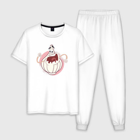 Мужская пижама хлопок с принтом Чеснок в Новосибирске, 100% хлопок | брюки и футболка прямого кроя, без карманов, на брюках мягкая резинка на поясе и по низу штанин
 | Тематика изображения на принте: onion | еда | смеется | смех | чеснок