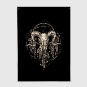 Постер с принтом Овен в ловце снов в Новосибирске, 100% бумага
 | бумага, плотность 150 мг. Матовая, но за счет высокого коэффициента гладкости имеет небольшой блеск и дает на свету блики, но в отличии от глянцевой бумаги не покрыта лаком | aries | black | charm | cobweb | dream catcher | ethnic | feathers | goat | horns | mystic | national | ram | skeleton | skull | taurus | totem | баран | гороскоп | знак зодиака | козел | ловец снов | мистика | национальный | оберег | овен | паутина | пер